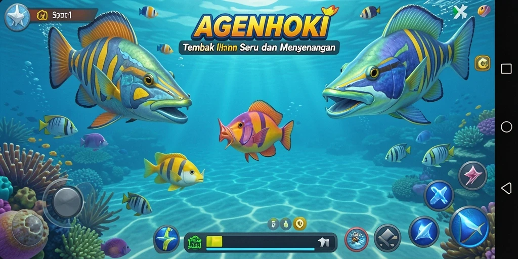 Gameplay seru AGENHOKI menembak ikan bawah laut.