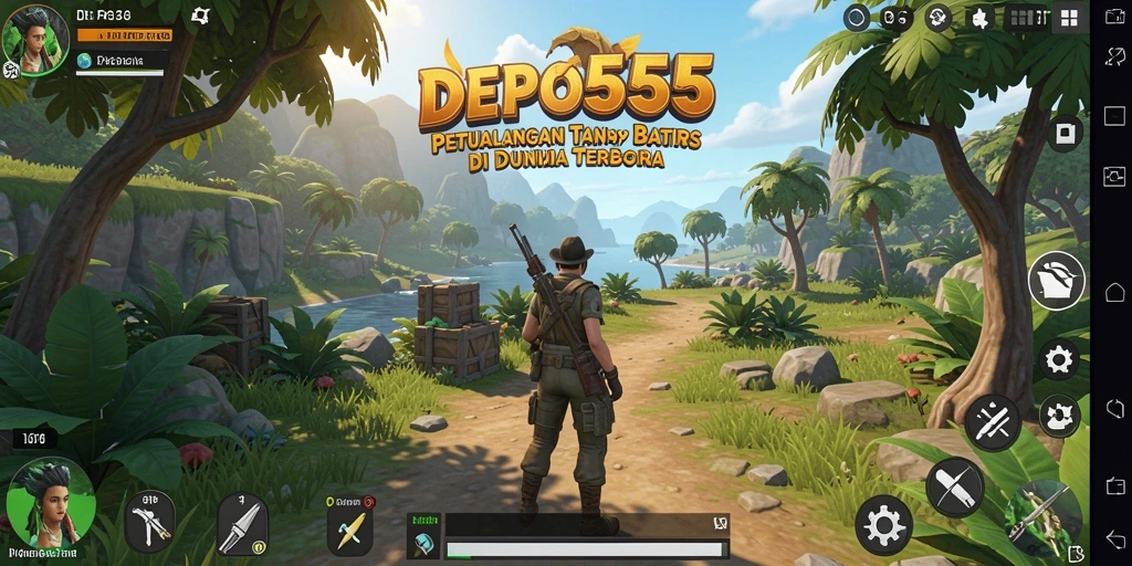 Screenshot gameplay DEPO555 menampilkan petualangan seru di dunia terbuka.