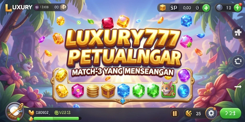 Screenshot dari gameplay seru LUXURY777 yang menampilkan momen mencocokkan item.