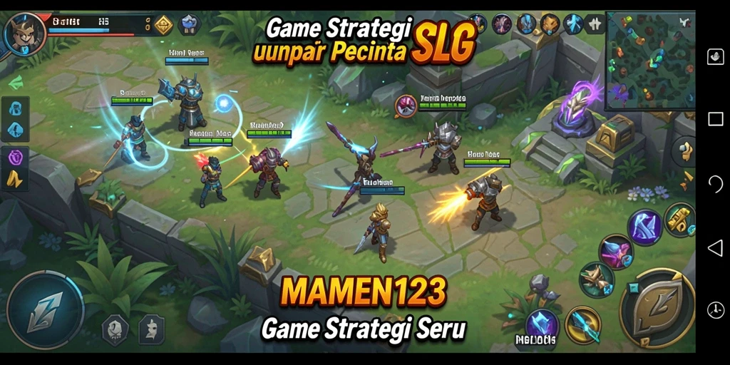 Screenshot gameplay MAMEN123 yang menampilkan pertempuran strategis.